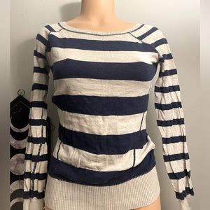 Navy blue and off white striped sweater tee by SO. Size S